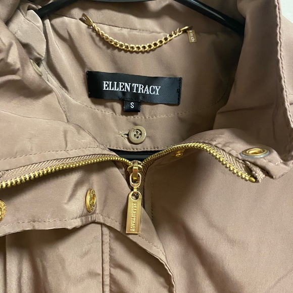 Ellen Tracy Brown Hooded Zippered Snap Front Coat Jacket Sz Small - Picture 7 of 8